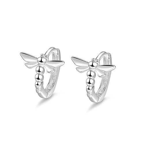 Cute Dragonfly Cartilage Mini Hoop Earrings for Women 925 Sterling Silver Tragus 2nd 3rd Hole Tiny Huggie Hoops Hypoallergenic 7mm Cuffs Earring Fashion Jewelry Gifts Christmas