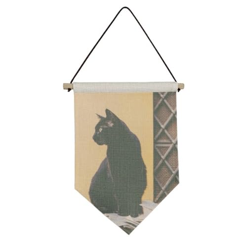 Bannière suspendue de chat noir pour habiller un mur vide facilement