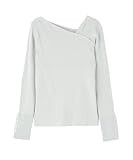 [ナチュラルビューティーベーシック] ショルダータックアシメネックニット【ブルー/Free Size】