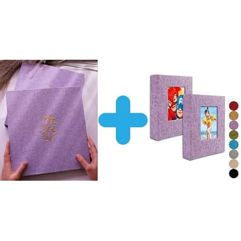 Aesthetic Linen 3 Ring Binder 2PK & Small 4x6 Photo Album 2PK, Lilac Purple Cover
