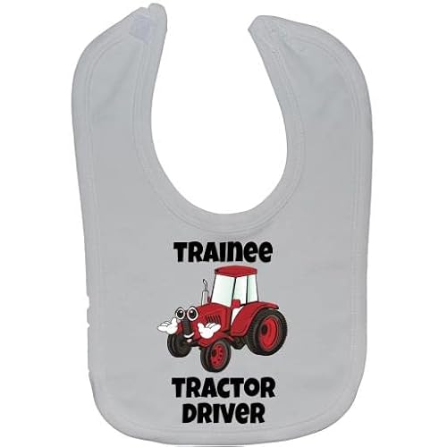 Acce Products Trainee Tractor Driver Red Pic Baby Infant Feeding Bib Touch Attach 0 to approx 3 Years - White
