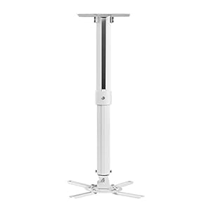 suptek White Projector Ceiling Mount Bracket Fits Flat or Sloped Ceiling Height Adjustable with Extendable Length for LCD/DLP Projectors (PR05)
