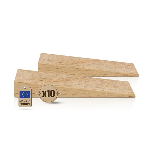 Tolux Wooden Wedges, Hardwood Wedge, Beech Wood Wedge, Wooden Doorstop, Handy Tool in Carpentry, Construction and Various DIY Projects, Size 65x20x12 mm / 2.5x0.8x0.5 in, Pack of 10 pcs