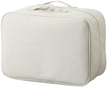 Muji Cotton Linen Polyester Soft Cloth Storage Box with Lid, Large, approx. 59cm Width x 39cm Depth x 23cm Height, Off- White