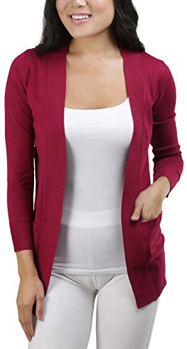 Image of ToBeInStyle Women's Long Sleeve Rib Banded Open Sweater Cardigan