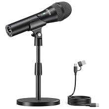 [Dual-Studio Connectivity] The dynamic podcast microphone give you a way to switch between USB plug-and-play simplicity and XLR pro-audio quality, which suit for a wide range of applications. You can record podcast drafts via USB on your desktop or l...
