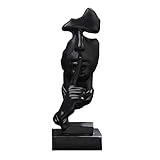 LACGO 12.2' Silence is Gold Thinker Statue Handmade Creative Abstract Keep Silent Figurine Black...