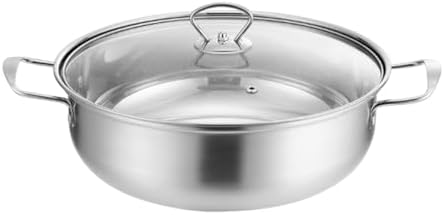 32cm Stainless Steel Hot Pot with Lid - Thickened Cookware, Double Handle Soup Wok for Family Gatherings, Camping, Parties & Outdoor Cooking