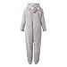 Women's Pajamas Jumpsuits Cute Sherpa Fleece Zip-up Hoodie Long Sleeve One Piece Bodysuits Outfits Winter Warm Sleepwear Gray