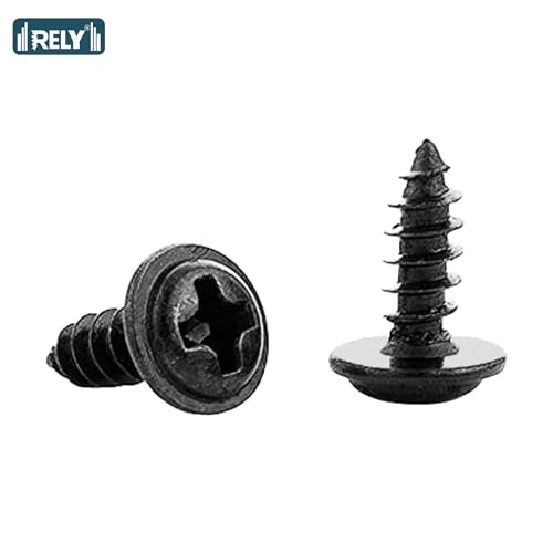 Image of Rely⇒VP INDUSTRIES (Pcs-25) No.4x5.5 mm Pan Head Combination Phillips-Slotted Self-Tapping Screw - Black Zinc, High-Tensile for Wood, Metal, Furniture & DIY Applications