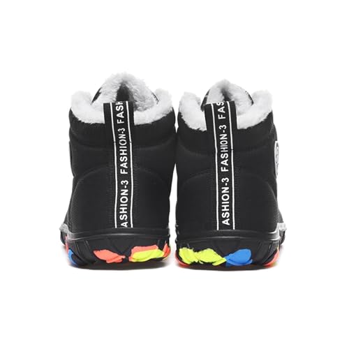 Girls Waterproof Barefoot Snow Boots Fall Winter Lace Up Warm Fur Lined Toddler Boots Outdoor Anti-Slip High-Top Trail Running Hiking Little Kids Shoes4