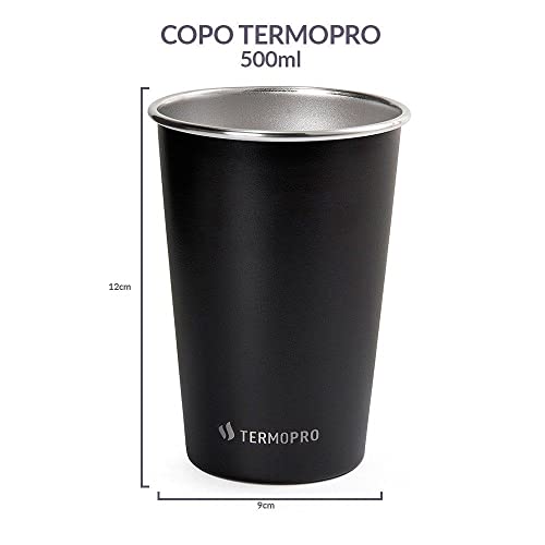 Copo Aço Inox Colorinox Preto 500 Ml Termopro