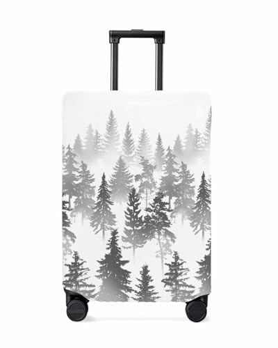 Abstract Tree Travel Luggage Cover Spandex Elastic Suitcase Cover for Luggage, Scratch Proof Luggage Cover Protector for Trunk Case 29-32 Inch Luggage, Modern Tree Textured Grey
