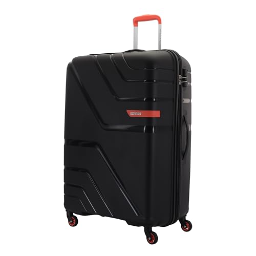 Image of American Tourister Upland Sport 79 CM Large Checkin Polypropylene (PP) Hard 4 Wheels Spinner Luggage /Suitcase /Trolley Bag for Travel (Black)