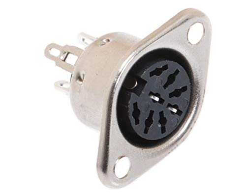 Tecnostore CONNETTORE PRESA DIN 8 POLI DA PANNELLO a saldare femmina F in metallo 8p cavo