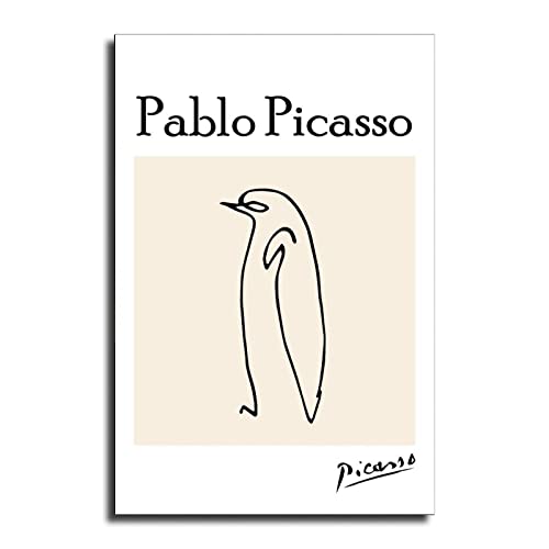 Walldeer Art Pablo Picasso Penguin Poster Canvas Wall Art Abstract Line Drawing Artwork Prints Picture For Living Room Unframe (16X24Inch, Penguin) #TOP7