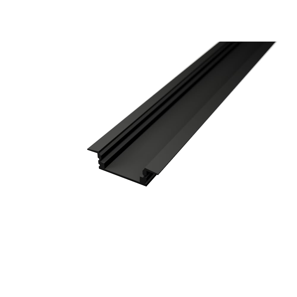 Profili in Alluminio Nero da incasso TL1204 in barre da 2 mt per Strisce a Led con cover Opaca tappi e ganci (3 barre Nero (6 mt)