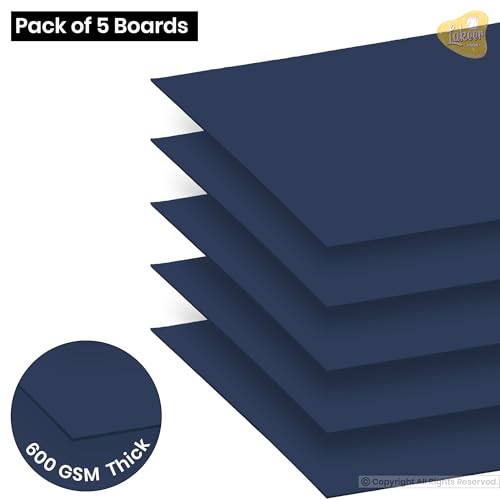 Image of Lakeer A3 Navy Blue Color Board - Cardstock Paper Board, Hardboard | 600 GSM - Pack of 5 Pcs | for Scrapbooking, Art, Craft, Poster, DIY, Etc.