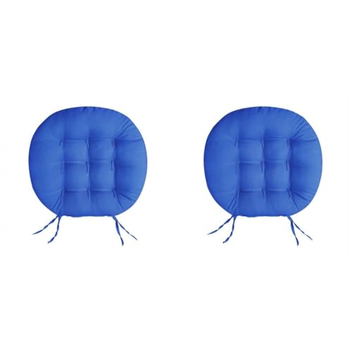 Kit com 2 Futons Redondos 40x40cm - 9 Furos para Assento de Cadeira, Confortáveis e Duráveis, Versáteis para Casa e Jardim (AZUL ROYAL)