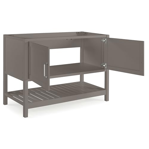 Image of Alaterre Furniture Bennet Bathroom Vanity Cabinet with Soft-Close Shaker Doors and Open Shelf - 48-Inch Freestanding Bathroom Vanity Without Sink - Wood Bathroom Sink Base Cabinet (Gray)
