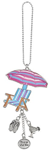 BEACH CHAIR Ganz Car Charm with Dangle Charms and Ball Chain for Rearview Mirror