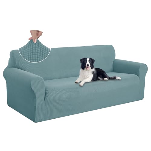 U-NICE HOME Stretch Couch Cover Sofa Cover Sofa Slipcover Furniture Protector for 4 Cushion Couch Sofa Pet Friendly(Oversized Sofa, Light Blue)