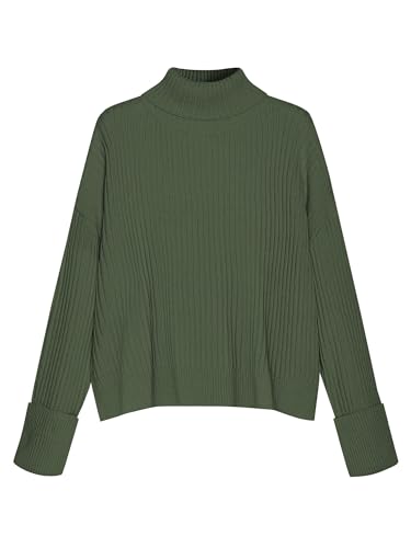 Image of ZAFUL Womens Turtleneck Pullover Sweater Casual Loose Ribbed Knit Long Sleeve Chunky Jumper Tops