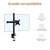 Amazon Basics Supporto a braccio regolabile per monitor singolo, adatto per monitor fino a 32" (81.3 cm), Nero