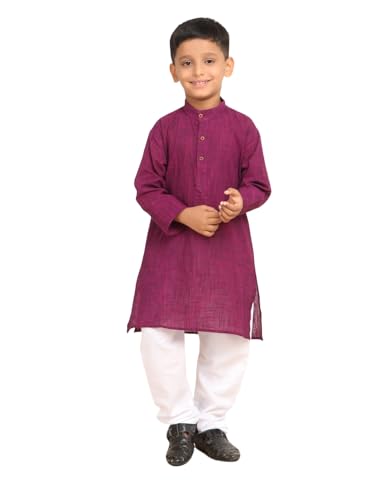 Image of BABA AND BABY Boy's Cotton Kurta Pyjama Set