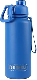Stainless Steel Water Bottle, Leak-Proof No Sweating BPA-Free Double-walled Vacuum Insulated Metal Water Bottle No Sweating Reusable Keep Cold for 24+ Hrs for Work, Gym, Travel, Sports (1L Blue)