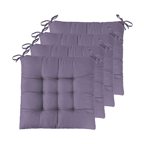 GREATOOL 2 X Cojines para Sillas de Exterior e Interior Reversibles 40 x 40 x 5cm, Cojines de Silla Asiento Tumbonas Patio Terraza Exterior Acolchado Almohadilla (Pack 2, Morado)