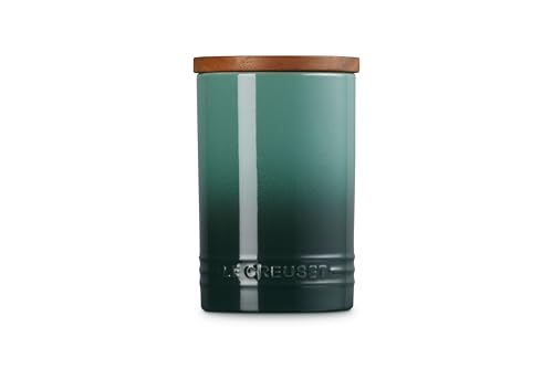 Image of Le Creuset Signature Large Salt Cellar and Storage Canister with Wood Lid, 26 oz., Artichaut