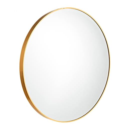 LOLAhome Espejo Redondo Moderno Dorado de Aluminio de 80x80 cm -