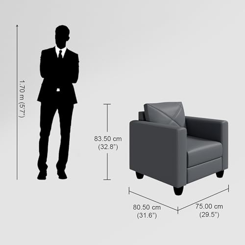 Image of Interio by Godrej Sofa Quad 1 Seater Leatherette Sofa for Living Room, 1-Year Warranty, Pinewood, Nimbus Grey