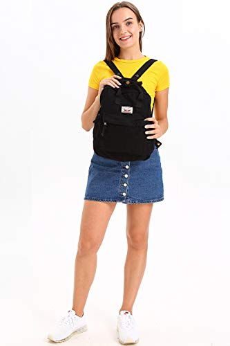 LuckyZ Small Cloth Backpacks Womens Casual Style Lightweight Canvas Backpack Book Bag Travel Daypack Handbag Purse, Black