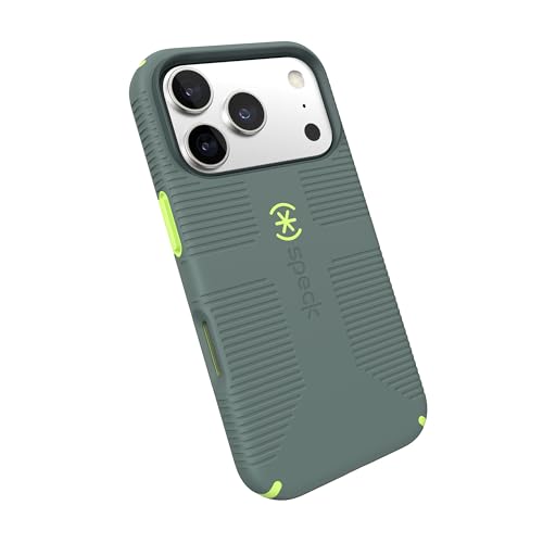 Image of Speck CANDYSHELL Grip +MS Case for iPhone 17 Pro - NEO DRAB /Glow Green | Slim Protective Grip | Drop Protection | MagSafe Compatible