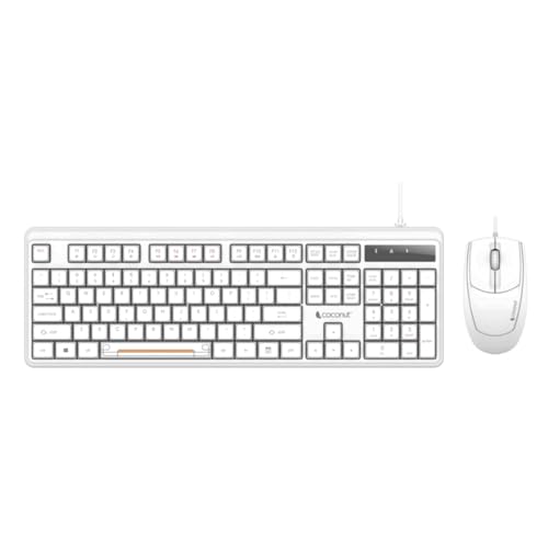 Image of Coconut Velvet Wired Keyboard and Mouse Combo, White, 104 Keys, 1000 DPI, USB, Windows Compatible