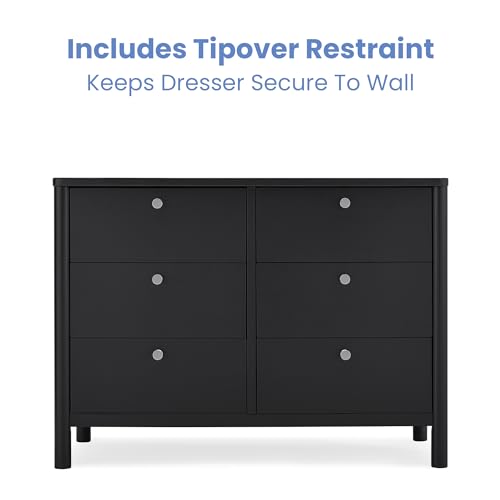 Delta Children Brooks 6 Drawer Dresser with Interlocking Drawers (Includes 3 Sets of Knobs – Choose from Natural, Brushed Nickel & Melted Bronze), Midnight Grey by Delta Children - Image 5