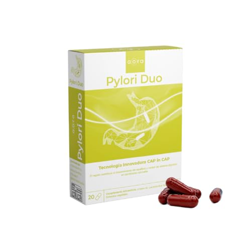 AORA PYLORI DUO Apoio digestivo para tratamentos contra Helicobacter Pylori Suplemento alimentar com probióticos e pré-bióticos | Contribui para o equilíbrio do estomacal, 20 cápsulas