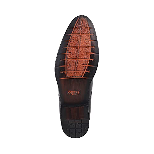 Image of Metro Men's Faux Leather Texture Panel Stylish Lace-up Formal Shoes