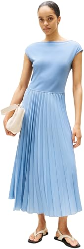 Tommy Hilfiger Damen Kleid Rib Midi Fit & Flare, Blau (Brisk Blue), M