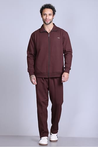 Image of SANE ORIGINALS Winter Fleece Tracksuit with Zip for Men || Full Zipper Sweatshirt and Pajama Set for Men