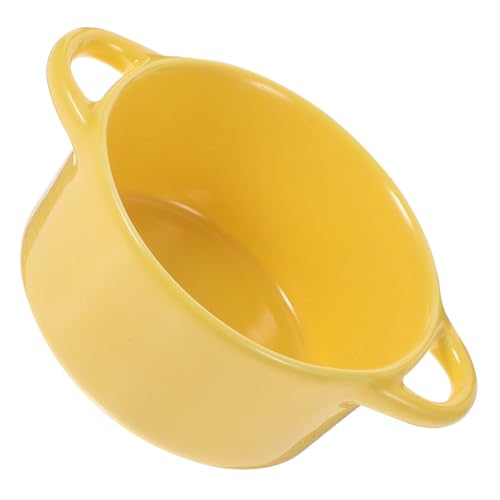 PartyKindom 1pezzi Ciotola Ceramica Con Doppio Manico Per Zuppa e Dessert Scodella Piccola Multiuso Per Riso e Pudding Materiale Stabile e Facile Da Pulire Per Famiglia e Ristorante Senza Cope