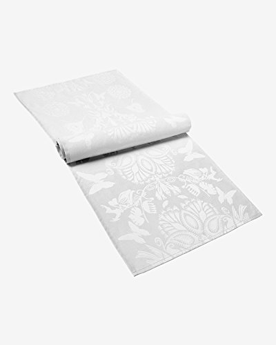 Christian Lacroix Camino de mesa (blanco) – Protección antimanchas – 50 x 160 cm – Tejido jacquard de satén damasco – 100% algodón peinado (220 g/m2)