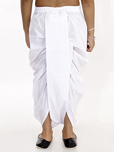 Image of Vastramay Boys' Pure Cotton Traditional Dhoti, Classic Solid Ready-to-Wear Dhoti for Kids with Elastic Waistband