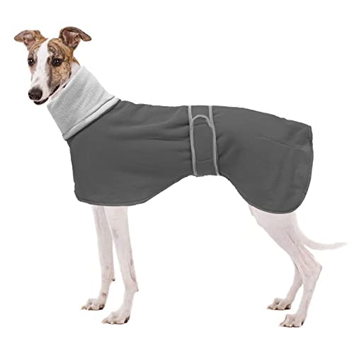 Geyecete Greyhound Cosy Fleece Jumper, Winter Coat for Greyhound, Lurcher, Whippet, Salukis - Gray - S