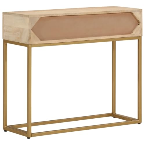 Mesa consola de madera maciza de mango con estructura industrial estable 7