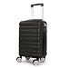 40x25x20cm Underseat Cabin Suitcase with Removable Wheels – Soft Shell Carry on Lightweight Spinner Luggage Trolley Detachable Wheels 1628 (Black)