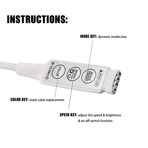Gxilee Mini Led Strip Controller, 3 Keys Dc5-24V Rgb Led Controller For 4 Pin 5050 3528 Led Strip Light, Adjustable Color & Modes & Speeds & Brightness, 2 Pack #TOP4