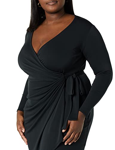 Image of Amazon Essentials Women's Long Sleeve Classic Wrap Dress, V Neck, Pleated, Midweight Fabric (Available in Plus Size)